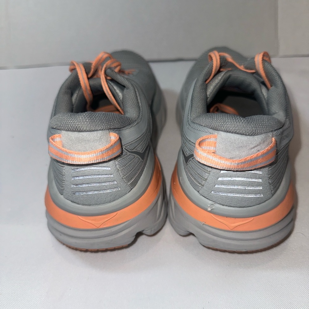 Hoka One One Bondi7 Gray Sneakers with Peach Accents - Picture 4 of 8